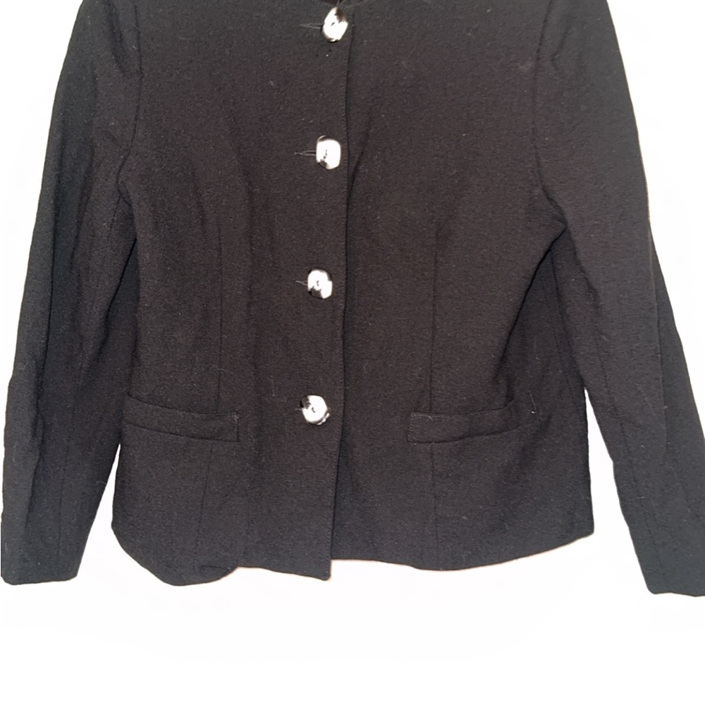 Vintage Black Women's Button-Front Blazer with Silver Buttons